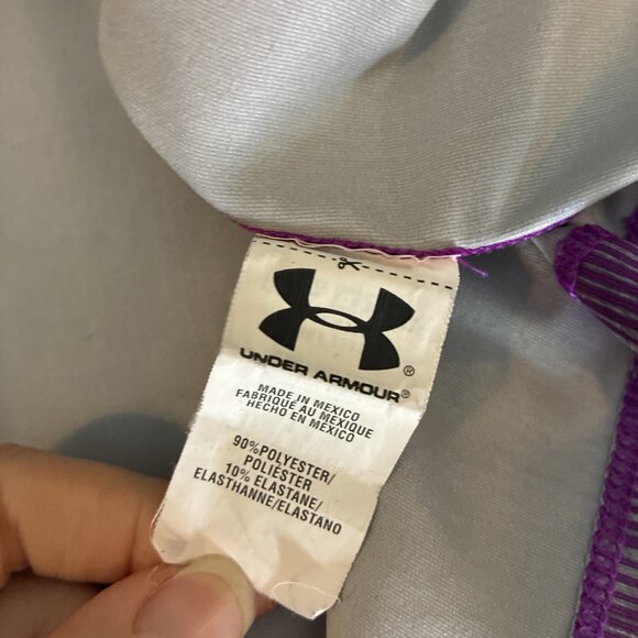 Under Armour Womens S Purple HeatGear Fitted Athletic Tee Training Top - Picture 6 of 6